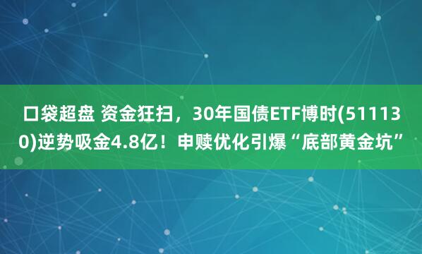 口袋超盘 资金狂扫，30年国债ETF博时(511130)逆势吸金4.8亿！申赎优化引爆“底部黄金坑”